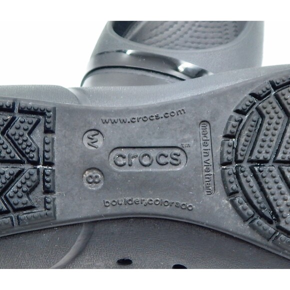 Crocs Women's Gianna Alice Black Ballet Flats Black Cap Toe Shoe Size 8 Slip On - Picture 11 of 13